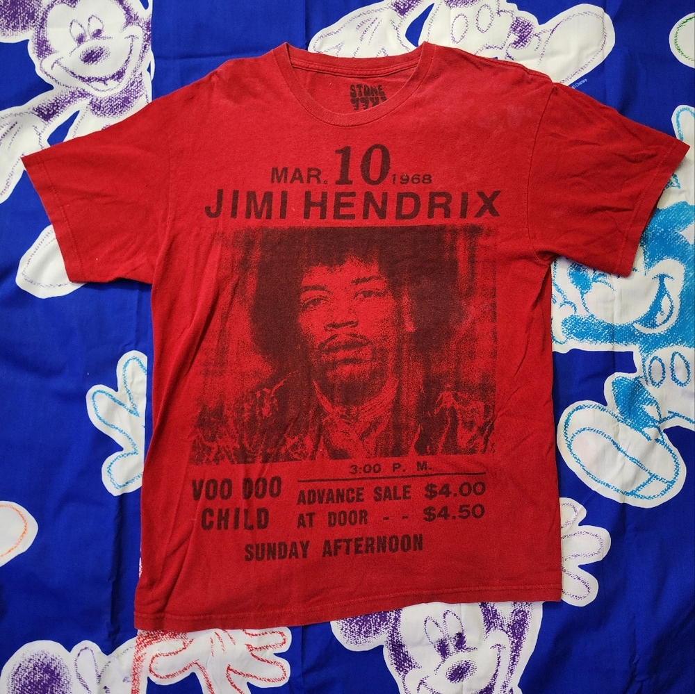 Jimi Hendrix Red Graphic T-Shirt Large